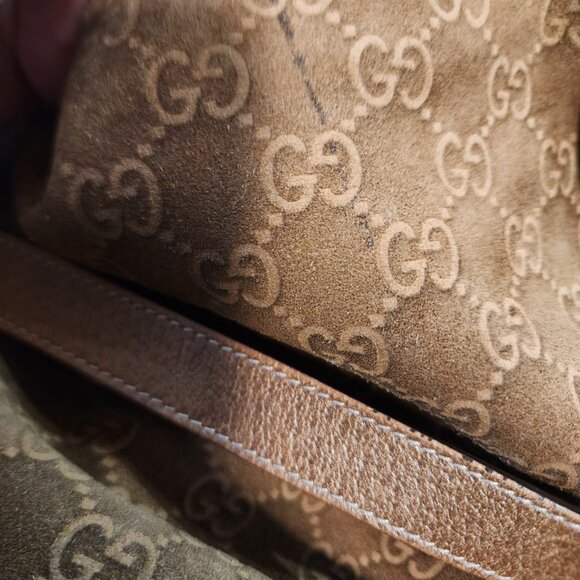 Vintage Gucci Abbey D Ring Suede Shoulder Monogram Tote Bag - Picture 13 of 13